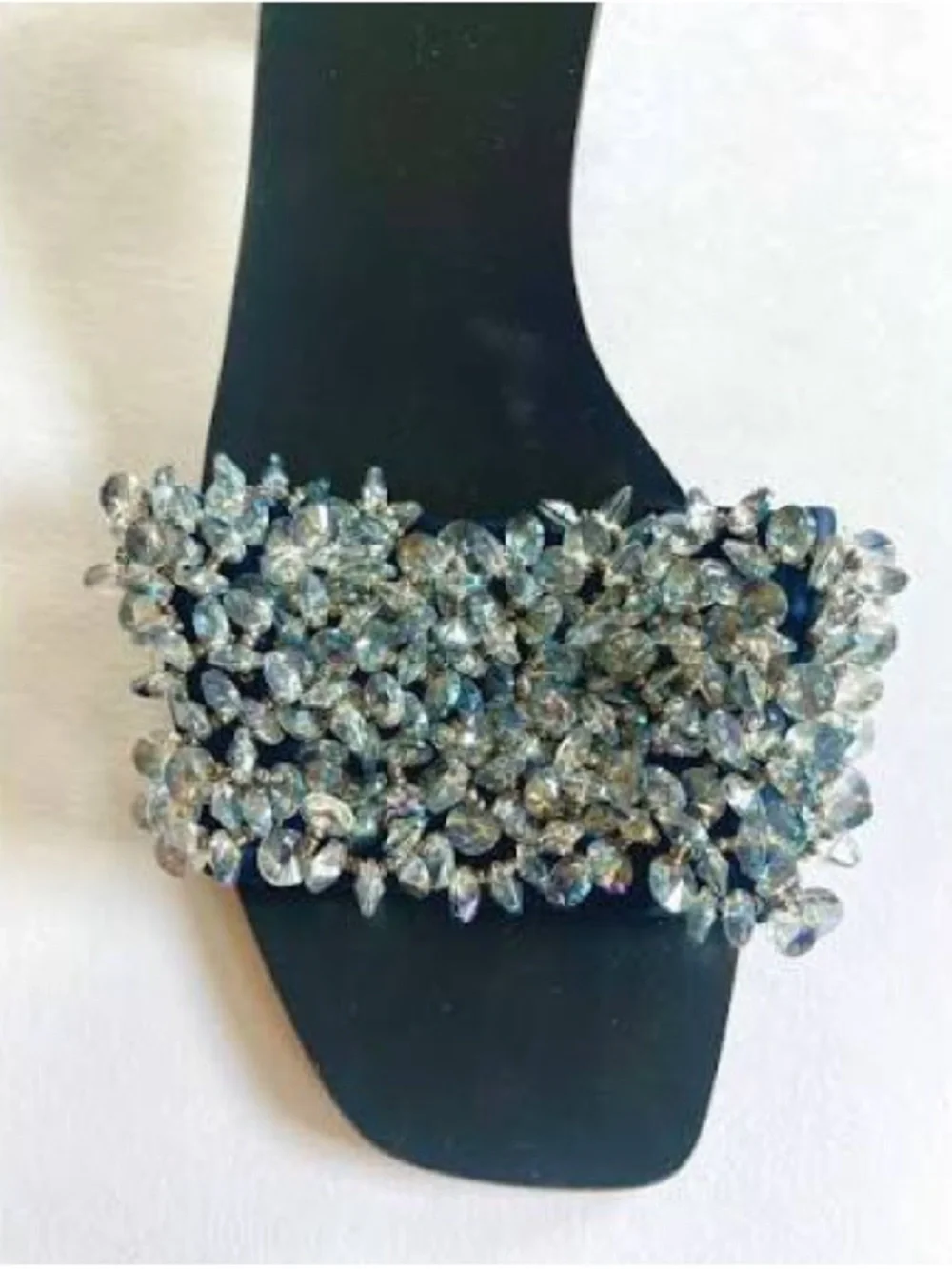 Tory Burch Embellished Blue Slide Sandal with Crystal Accent